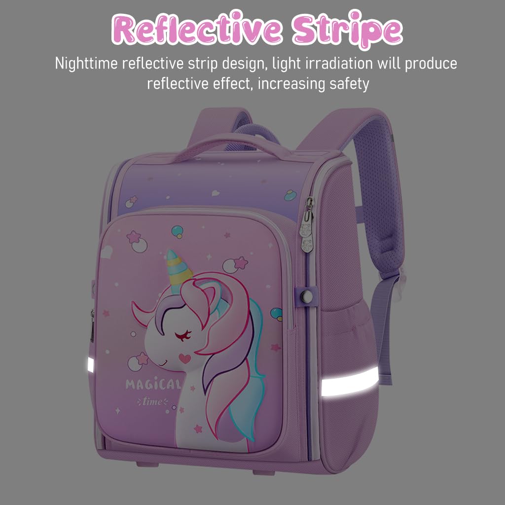 Unicorn Backpack for Kids Girls Stylish Durable Water-Resistant Backpack Shoulder School Bags for Girls Kids Birthday & Rakhi Gift - Purple