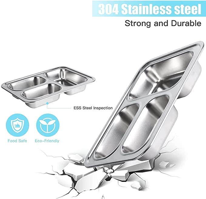 LAXSON 3 Compartment Stainless Steel Lunch Box No. 7059