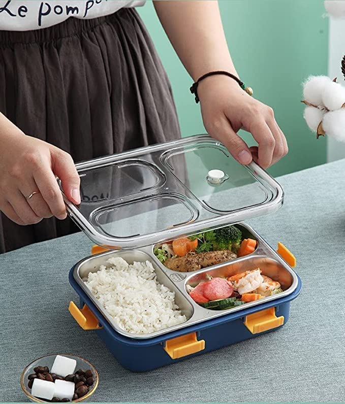 LAXSON 3 Compartment Stainless Steel Lunch Box No. 7059