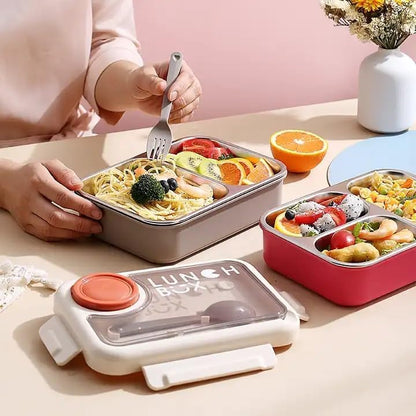 IQIX Stainless Steel Lunch Box (Individual Silicon Ring) 3 Compartments