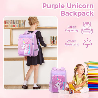 Unicorn Backpack for Kids Girls Stylish Durable Water-Resistant Backpack Shoulder School Bags for Girls Kids Birthday & Rakhi Gift - Purple