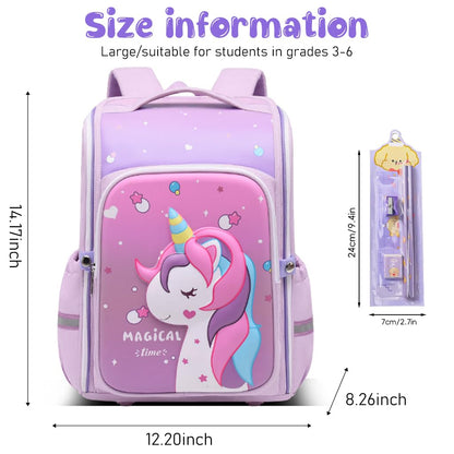 Unicorn Backpack for Kids Girls Stylish Durable Water-Resistant Backpack Shoulder School Bags for Girls Kids Birthday & Rakhi Gift - Purple