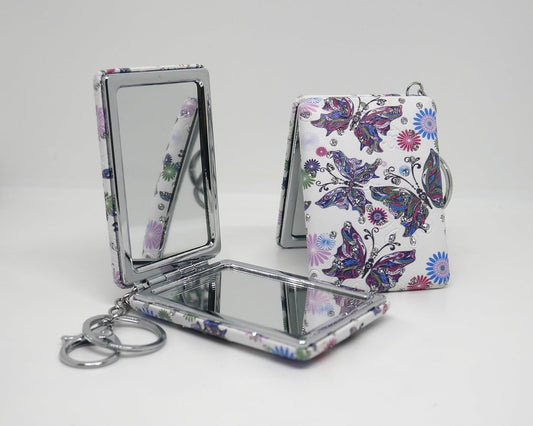 Compact Double-Sided Travel Makeup Mirror  Keychain