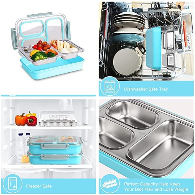 LAXSON 3 Compartment Stainless Steel Lunch Box No. 7059