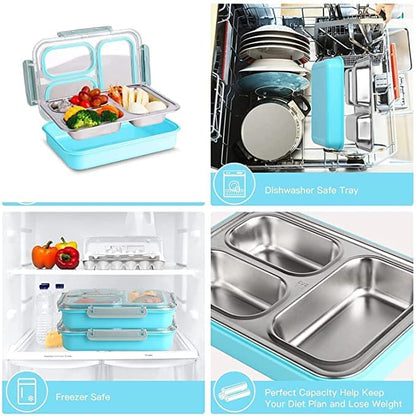 LAXSON 3 Compartment Stainless Steel Lunch Box No. 7059