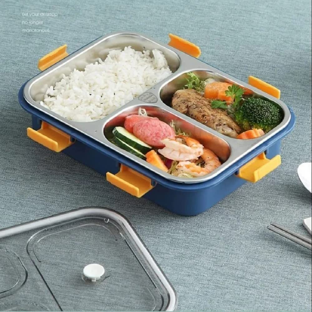 LAXSON 3 Compartment Stainless Steel Lunch Box No. 7059