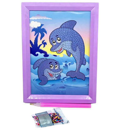 DIY Diamond Painting Kit for Kids, DIY Art Craft with Frame, 18.5 x 13.5 cm for Kids