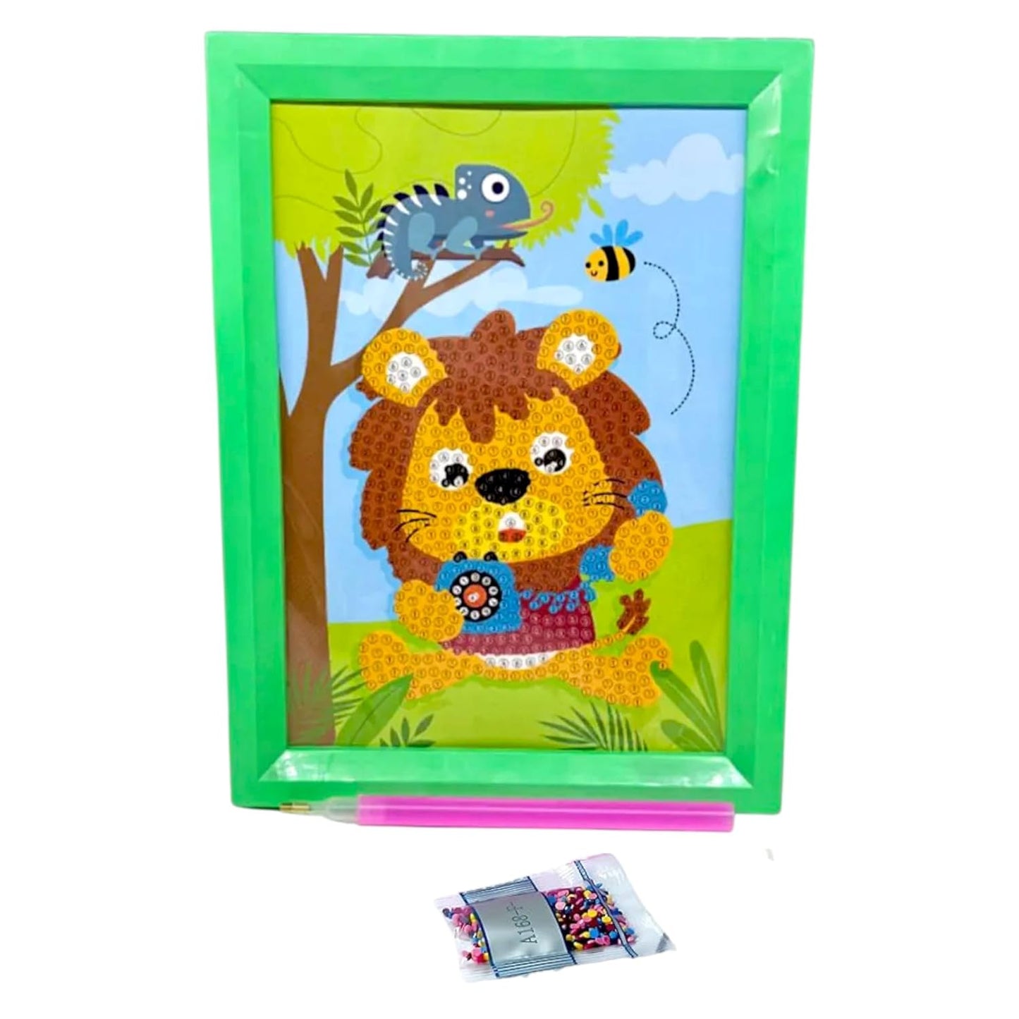 DIY Diamond Painting Kit for Kids, DIY Art Craft with Frame, 18.5 x 13.5 cm for Kids