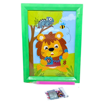 DIY Diamond Painting Kit for Kids, DIY Art Craft with Frame, 18.5 x 13.5 cm for Kids