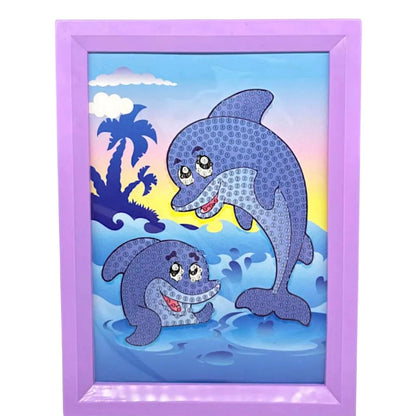 DIY Diamond Painting Kit for Kids, DIY Art Craft with Frame, 18.5 x 13.5 cm for Kids