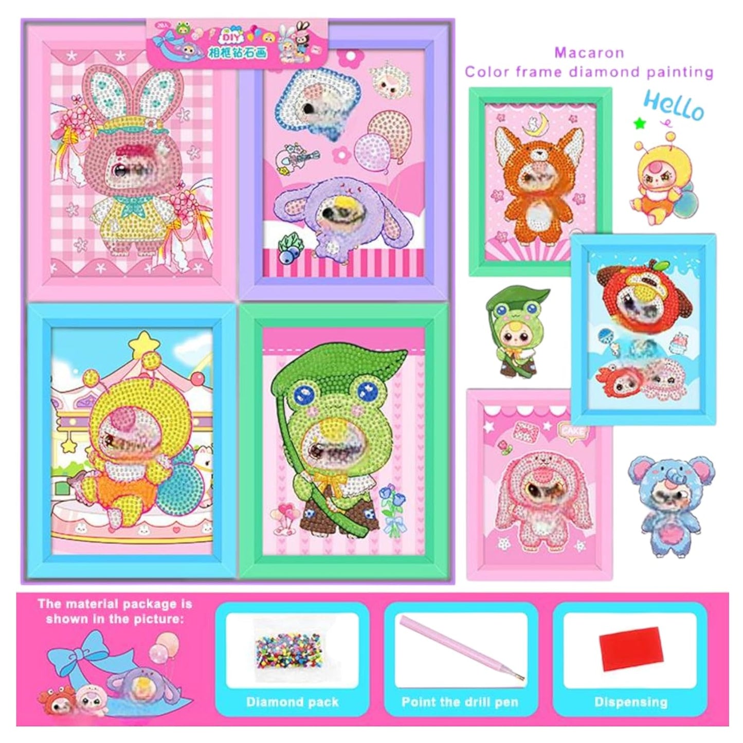 DIY Diamond Painting Kit for Kids, DIY Art Craft with Frame, 18.5 x 13.5 cm for Kids