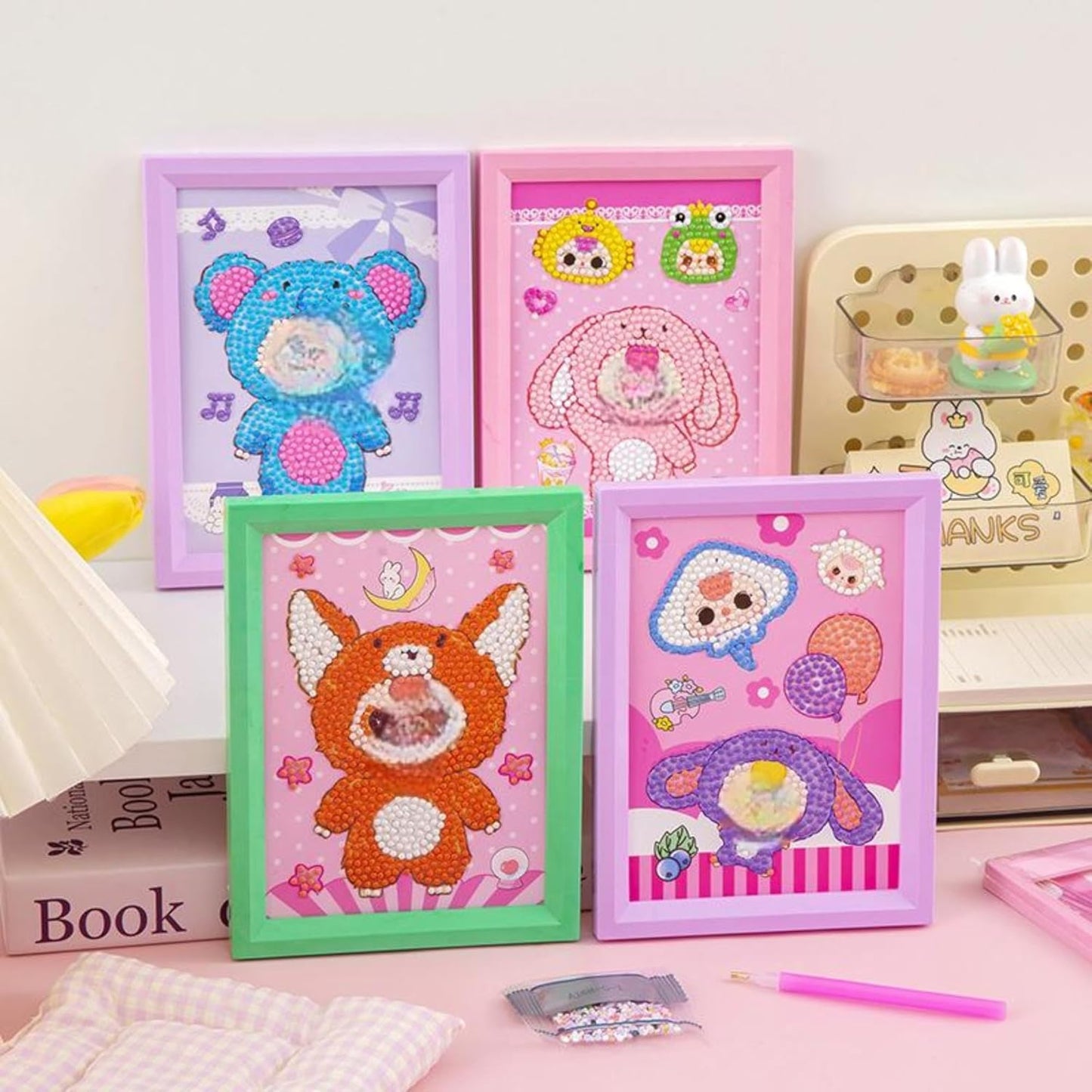 DIY Diamond Painting Kit for Kids, DIY Art Craft with Frame, 18.5 x 13.5 cm for Kids