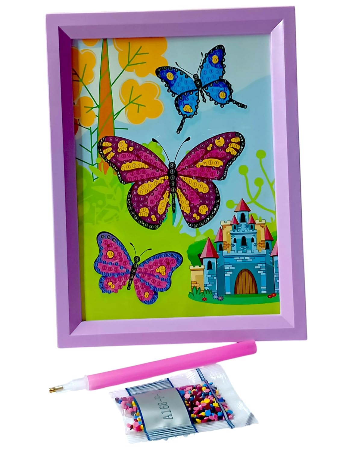 DIY Diamond Painting Kit for Kids, DIY Art Craft with Frame, 18.5 x 13.5 cm for Kids