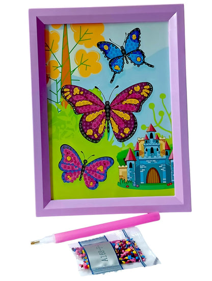 DIY Diamond Painting Kit for Kids, DIY Art Craft with Frame, 18.5 x 13.5 cm for Kids